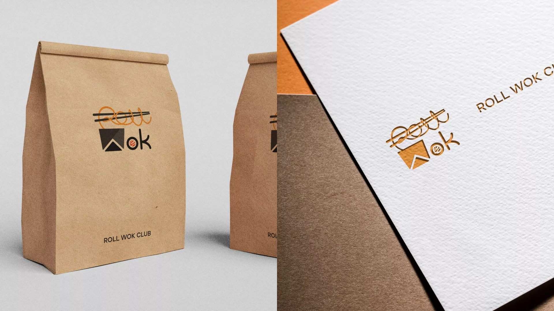 Разработка логотипа суши-бара «Roll Wok Club» в Новой Ляле