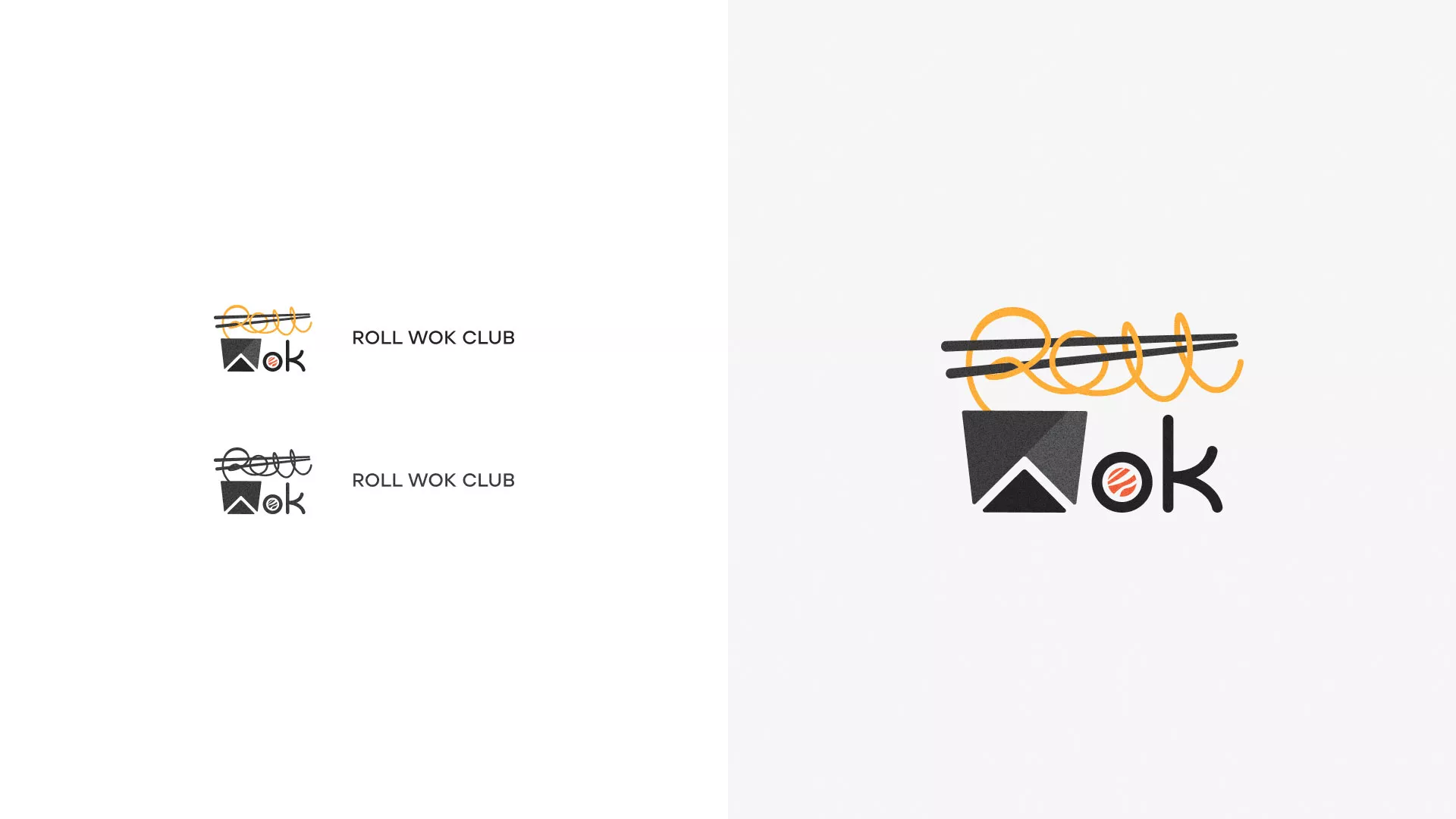 Разработка логотипа суши-бара «Roll Wok Club» в Новой Ляле